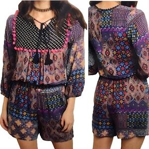 $5 if bundled DENIMLAND Boho Romper Size Small